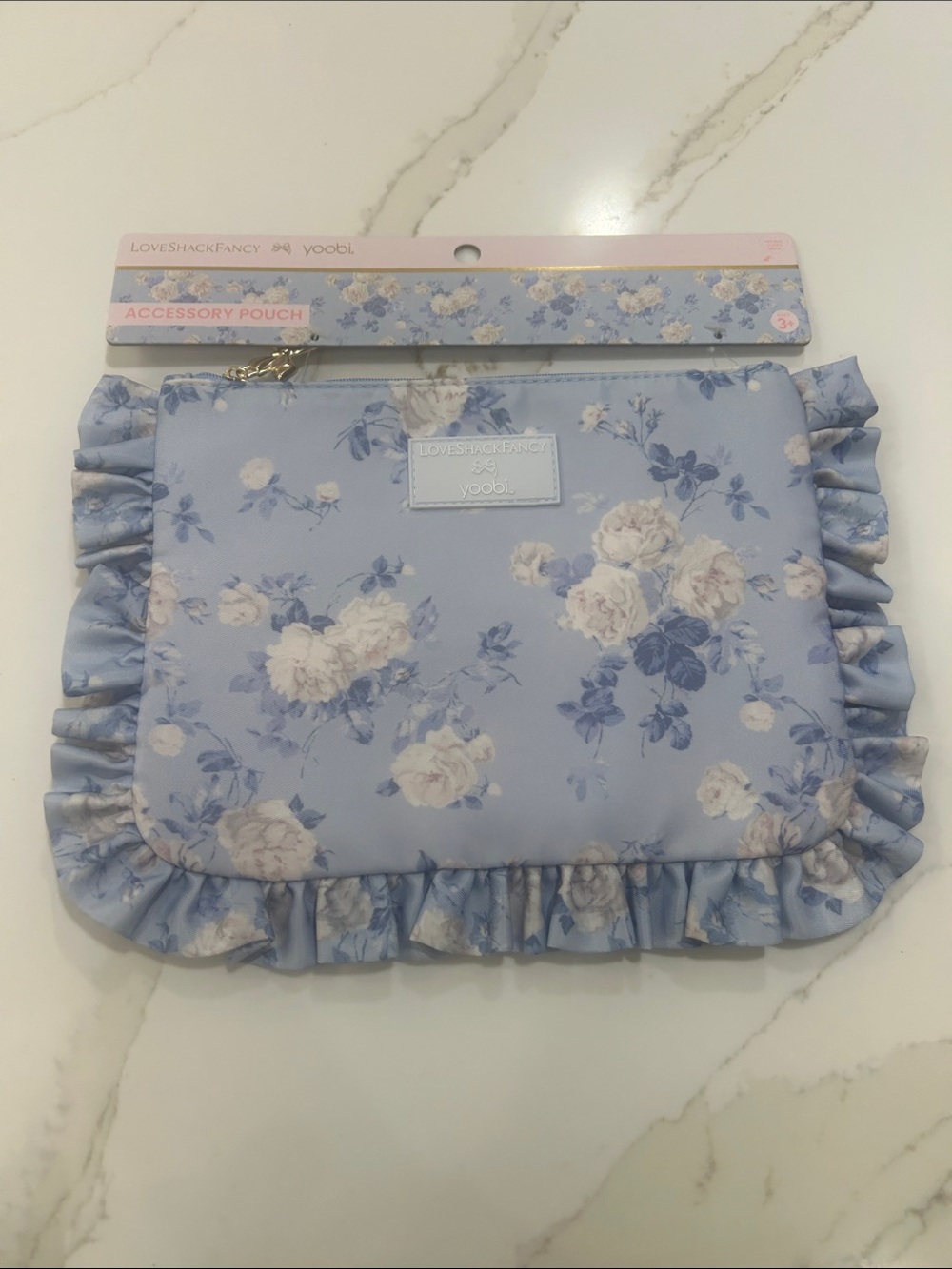 LoveShackFancy for target 🎯 Blue Floral Ruffle Accessory Pouch